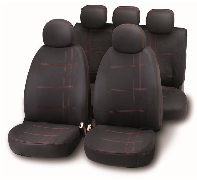  SET COMPLET HUSE SCAUNE (FATA+SPATE) NEGRU-ROSU EMBROIDERY