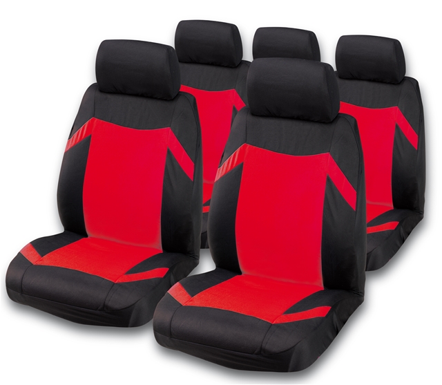  SET HUSE SCAUNE FATA-SPATE NEGRU/ROSU KEEN