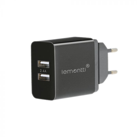  INCARCATOR RETEA 2.4A DUAL USB NEGRU-T.VERDE 0.1 LEI/BUC LEMONTTI