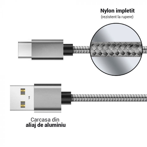  SET CABLURI USB TYPE-C 0.5M + 1M IMPLETITURA NYLON-T.VERDE 0.1 LEI/BUC LEMONTTI
