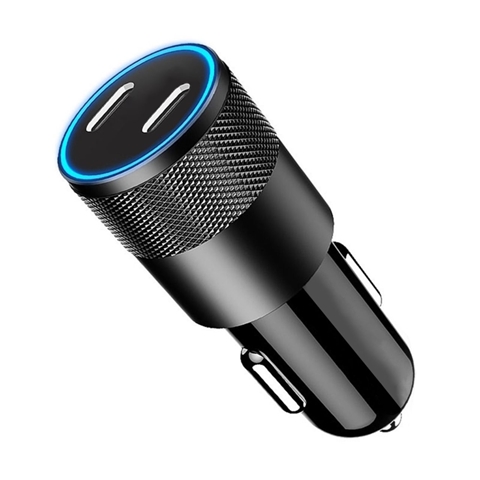  INCARCATOR AUTO SUPER FAST CHARGE 60W NEGRU CU 2 PORTURI PD TYPE-C X 30W LEMONTTI