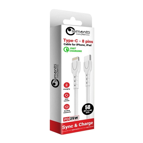 CABLU TYPE-C LA TIP LIGHTNING ALB LUNGIME 0.5M LEMONTTI