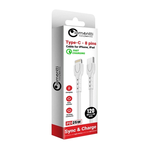 CABLU TYPE-C LA TIP LIGHTNING ALB LUNGIME 1.2M LEMONTTI