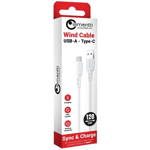  CABLU INCARCARE USB-A LA TYPE-C 1.2M ALB LEMONTTI