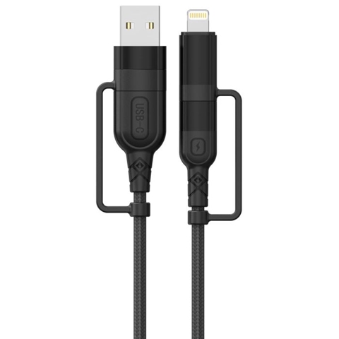  CABLU MULTI CONECTOR 4 IN 1 USB-A TYPE-C LA TYPE-C LIGHTNING 60W 1.2M NEGRU LEMONTTI