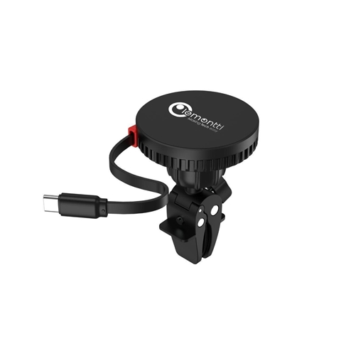 SUPORT AUTO MAGNETIC CU INCARCARE WIRELESS CABLU RETRACTABIL TYPE-C NEGRU LEMONTTI