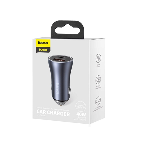  INCARCATOR AUTO QUICK CHARGER DARK GREY USB SI TYPE-C BASEUS
