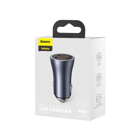  INCARCATOR AUTO QUICK CHARGER DARK GREY DUAL USB BASEUS