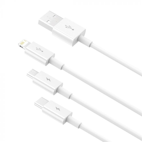 CABLU FAST CHARGHING USB LA LIGHTNING,MICROUSB SI TYPE-C ALB-T.VERDE 0.18 LEI/ BUC