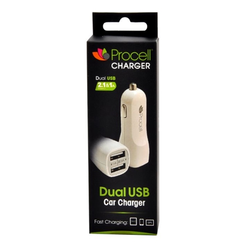  INCARCATOR AUTO DUAL 2.1 USB ALB -T.VERDE 0.1 LEI/BUC PROCELL