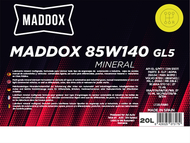  MADDOX 85W140 GL5 20L