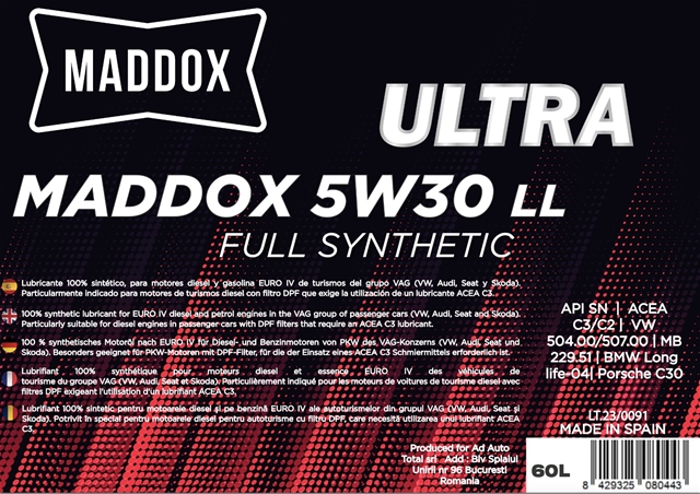  MADDOX ULTRA 5W-30 LL C3 60L
