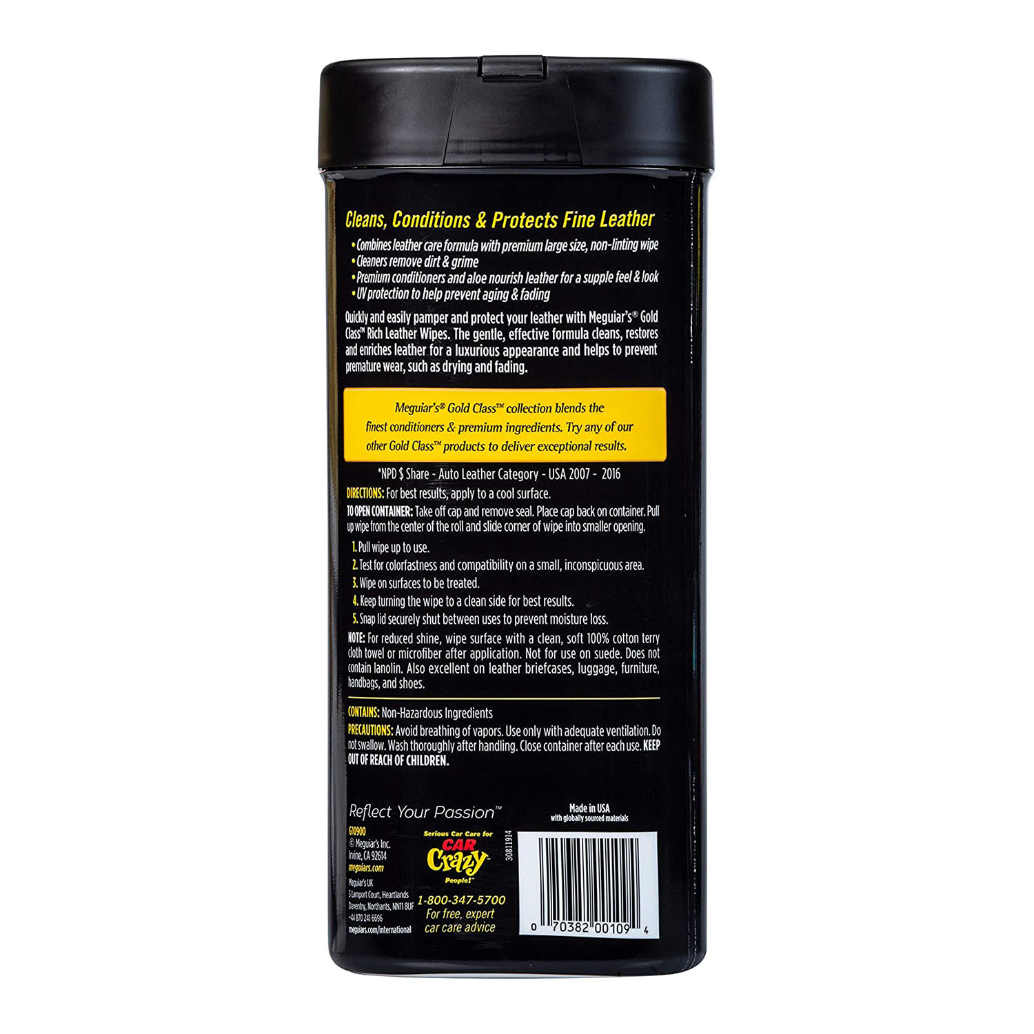  GOLD CLASS RICH LEATHER WIPES - MEGUIARS