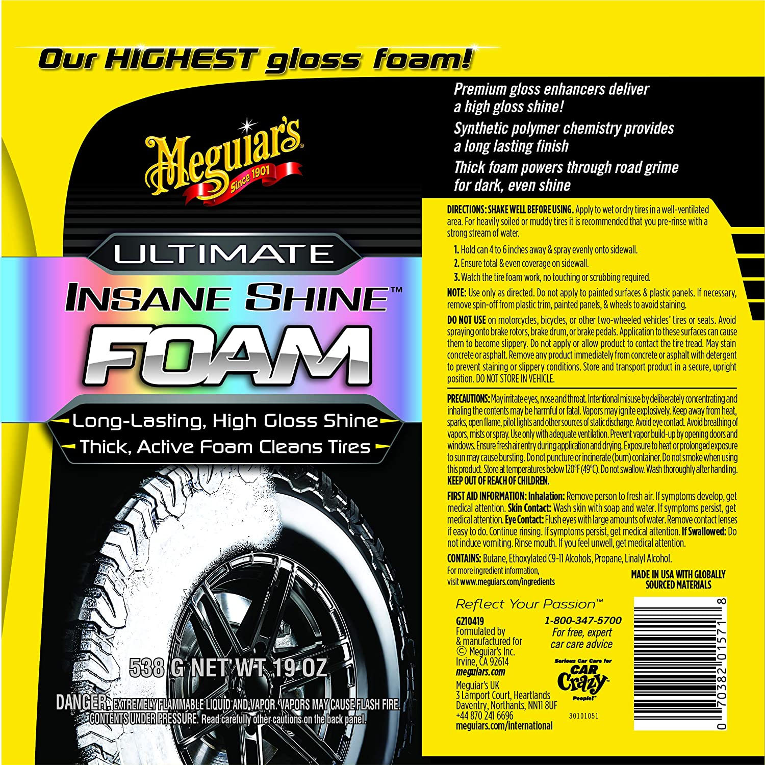  SPUMA CURATAT ANVELOPE ULTIMATE TYRE SHINE FOAM - EU 19 OZ - MEGUIARS