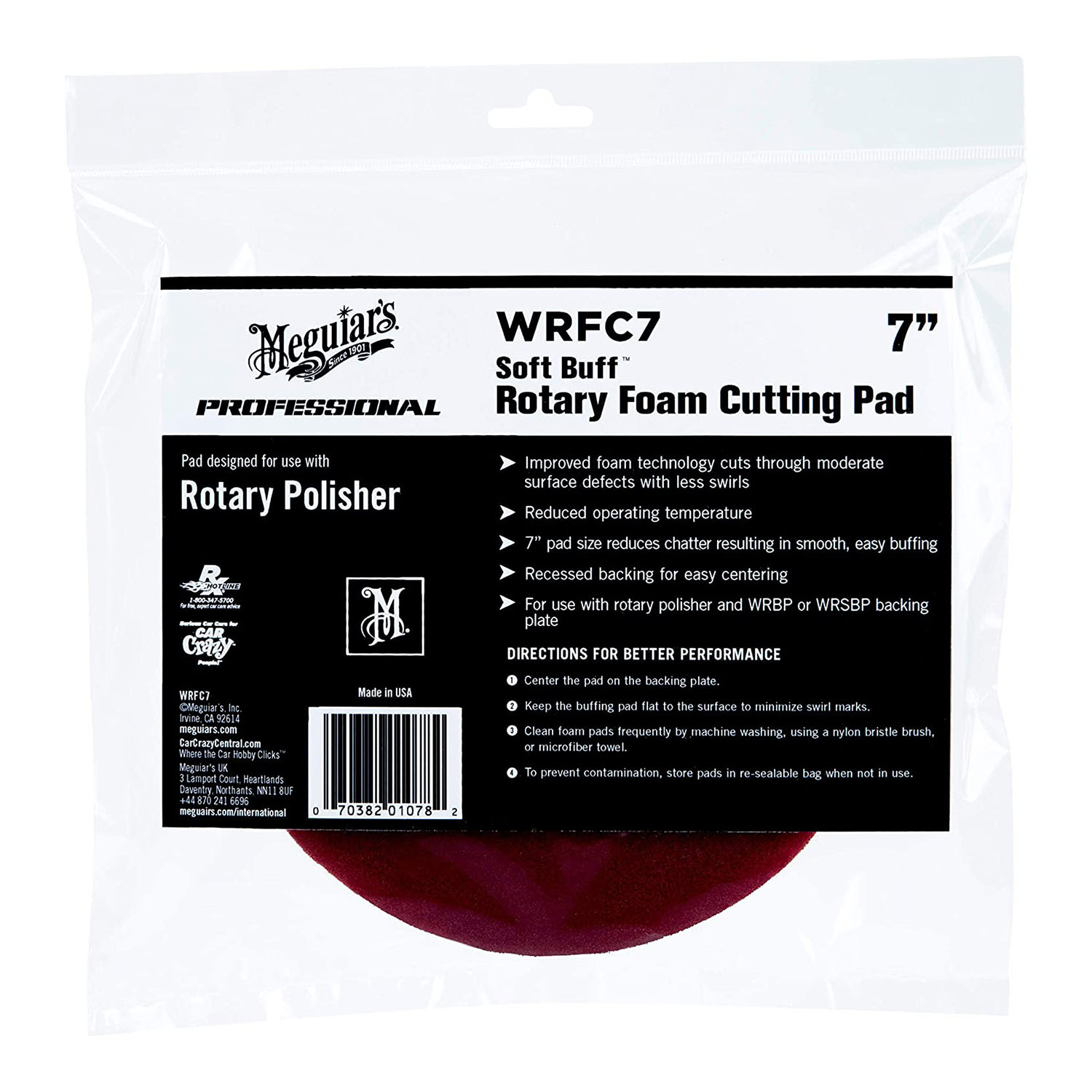  DISC MOV POLISHAT DEFECTE MODERATE, 177.8 MM, ROTARY FOAM CUTTING PAD 7 - MEGUIARS