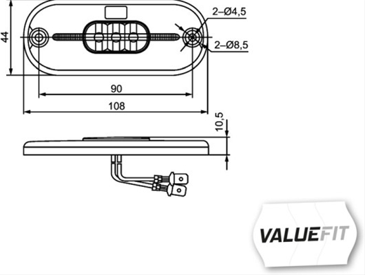  LAMPA DE MARCARE LATERALA OVALA CU LED, CU CATADIOPTRU 12 V