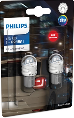  SET 2 BECURI LED 12V (ROSU INTENS) P21W ULTINON PRO3100